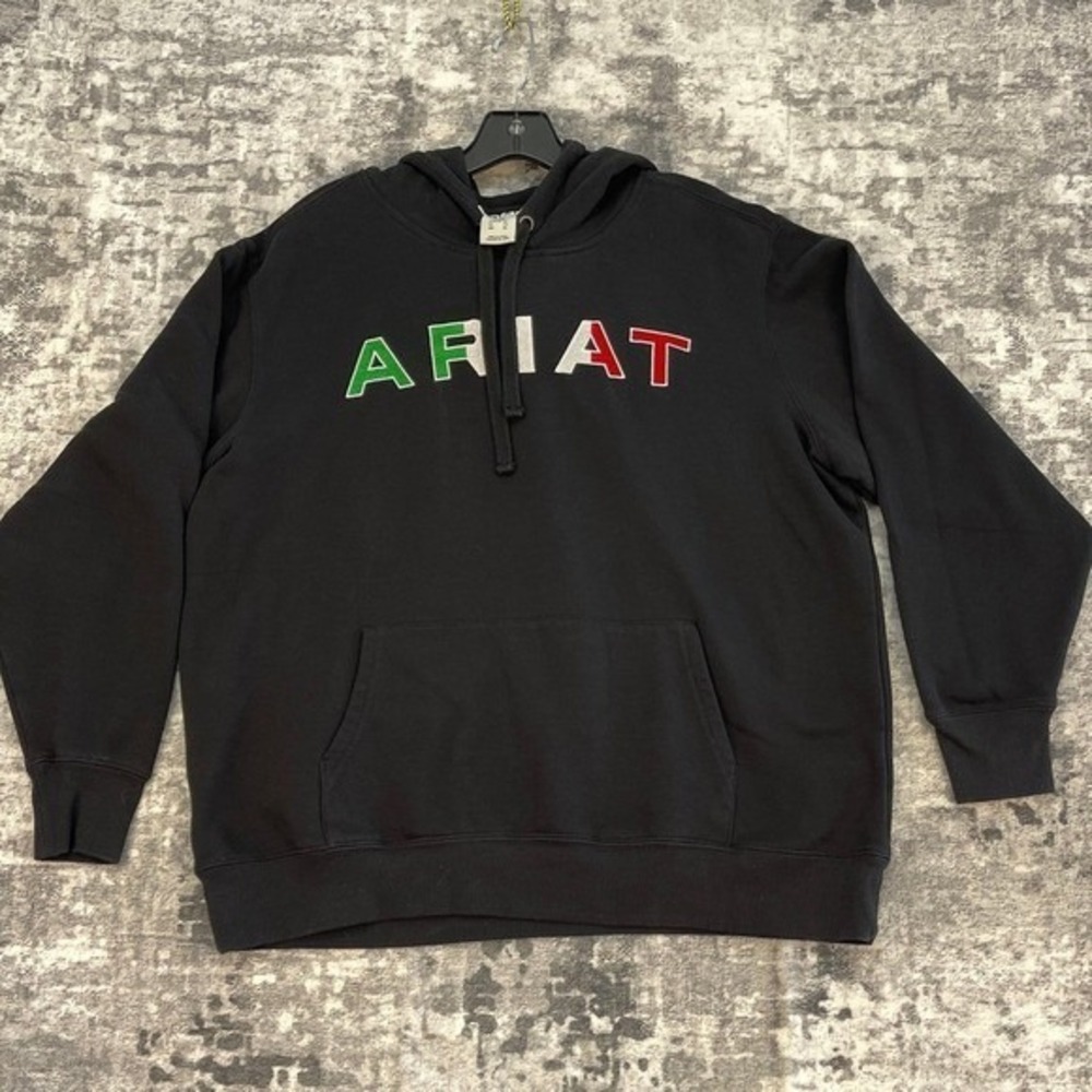 Ariat Womens Black XL‎ Hoodie Sweatshirt Pullover Mexico Embroidered Logo